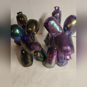 MTY International Iridescent Plush Balloon Dogs Set Of 2 Skull 7 1/2"